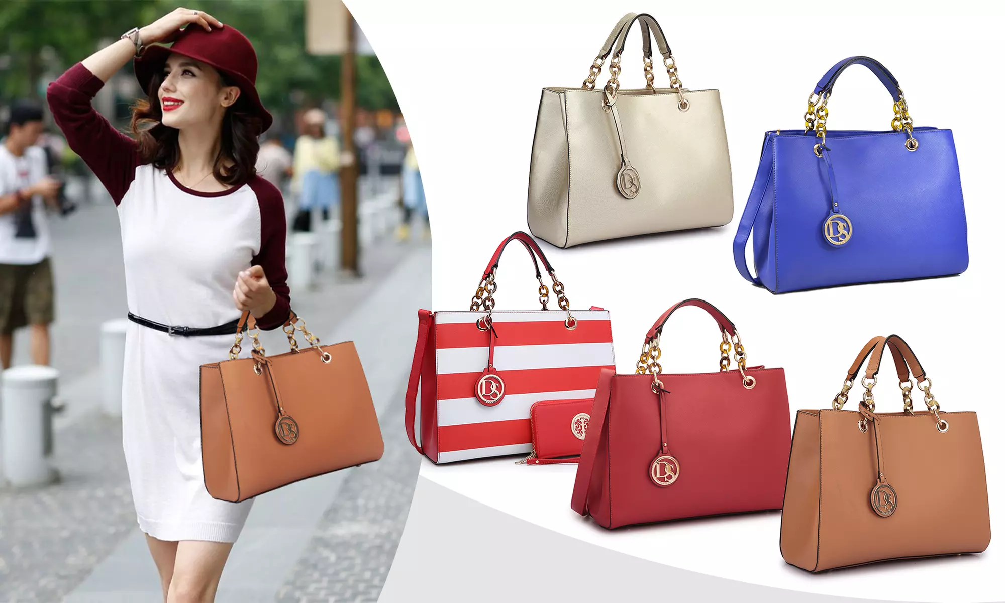 MMK collection Amber Saffiano Leather Chain Strap Satchel Handbag - Primary Image