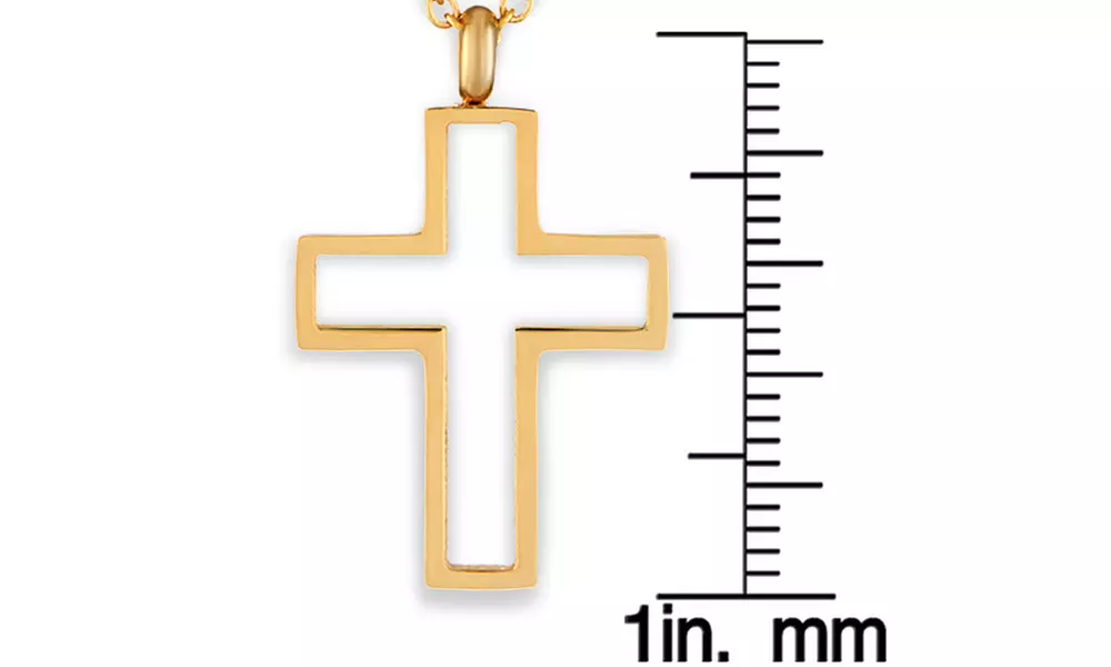 Polished Open Cross Stainless Steel Pendant Necklace