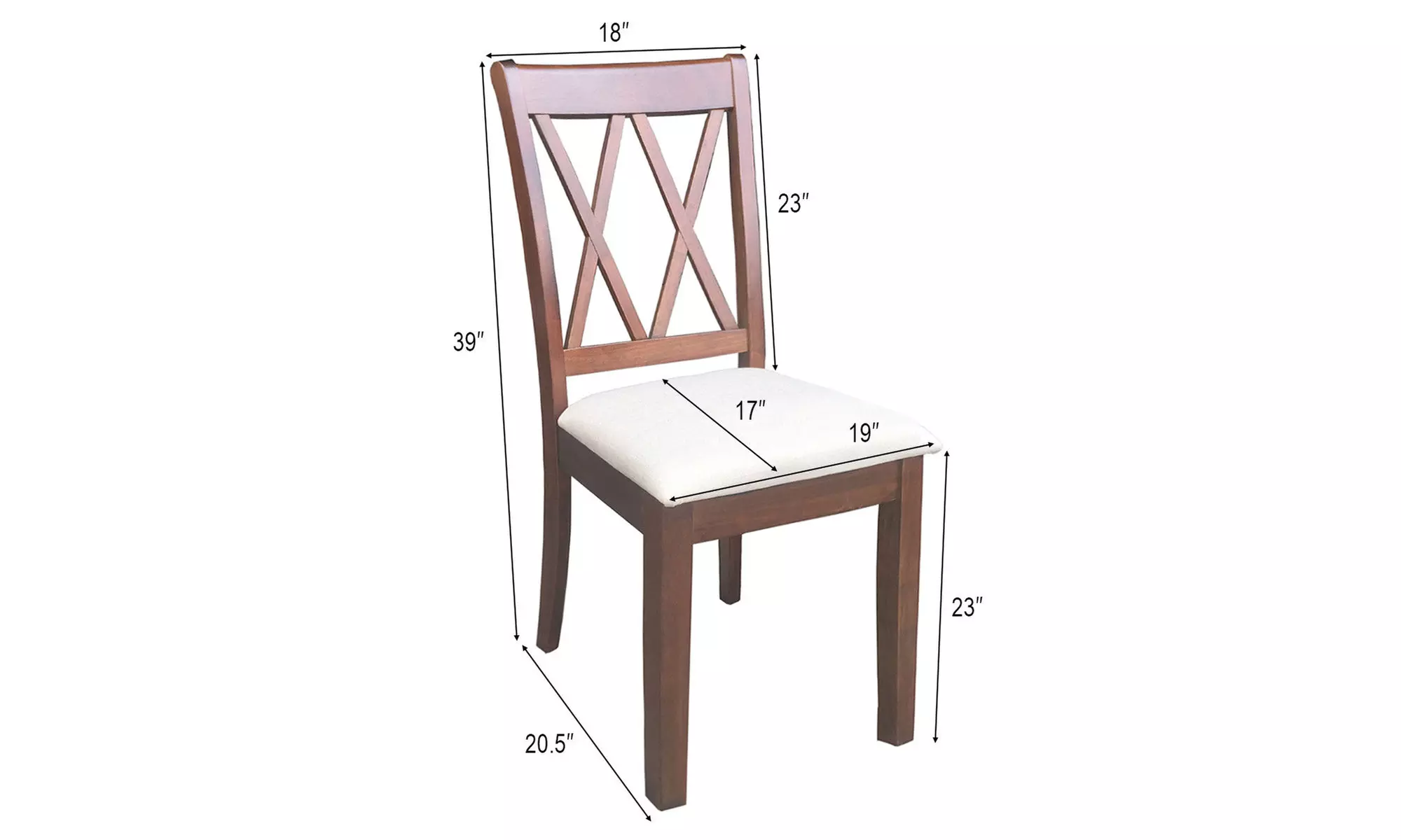 Set of 2 Dining Side Chairs Fabric Upholstered Seat Armless High Back Furniture