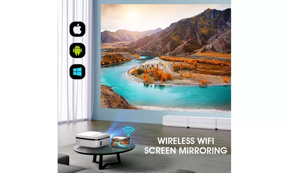 WiFi Mini Projector, 8500L WiFi Projector 1080P Full HD Display Video Projector - Second Medium