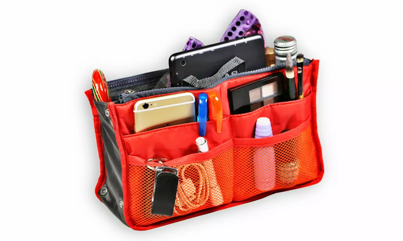 iMounTEK Large Travel Tote Handbag Insert Bag Purse Liner w/ Zippers