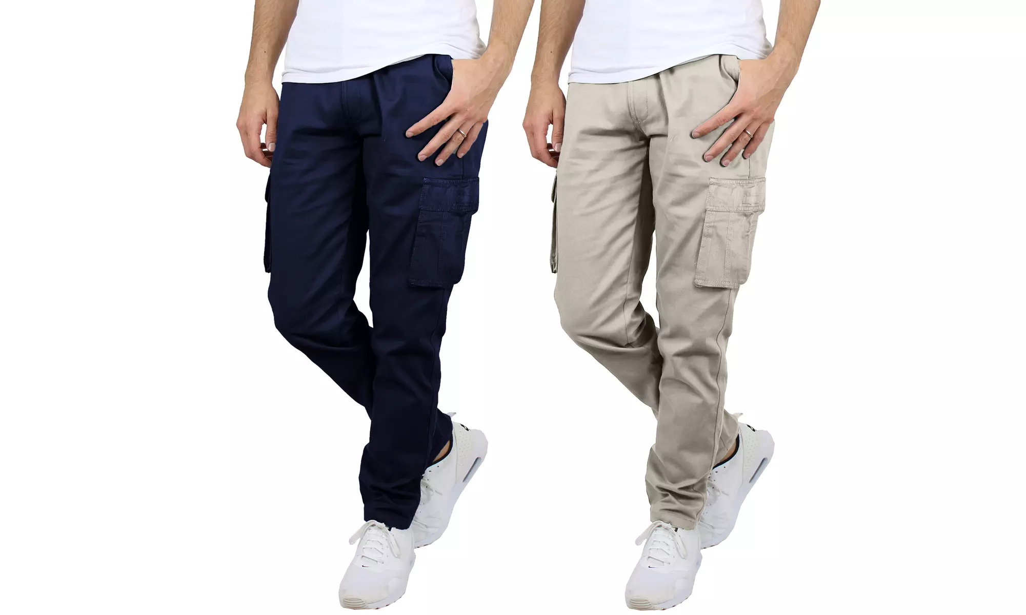 (2-Pack) Men's Cotton Cargo Pants With Belt (Sizes, 30-42) - Second Medium