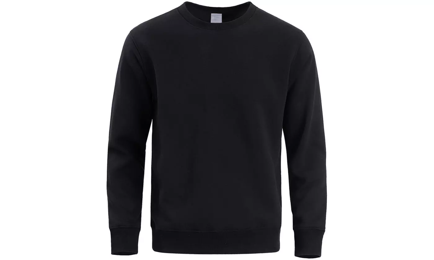 Men's Long Sleeves Crew Neck Fleece Lined Pullover Sweatshirt 