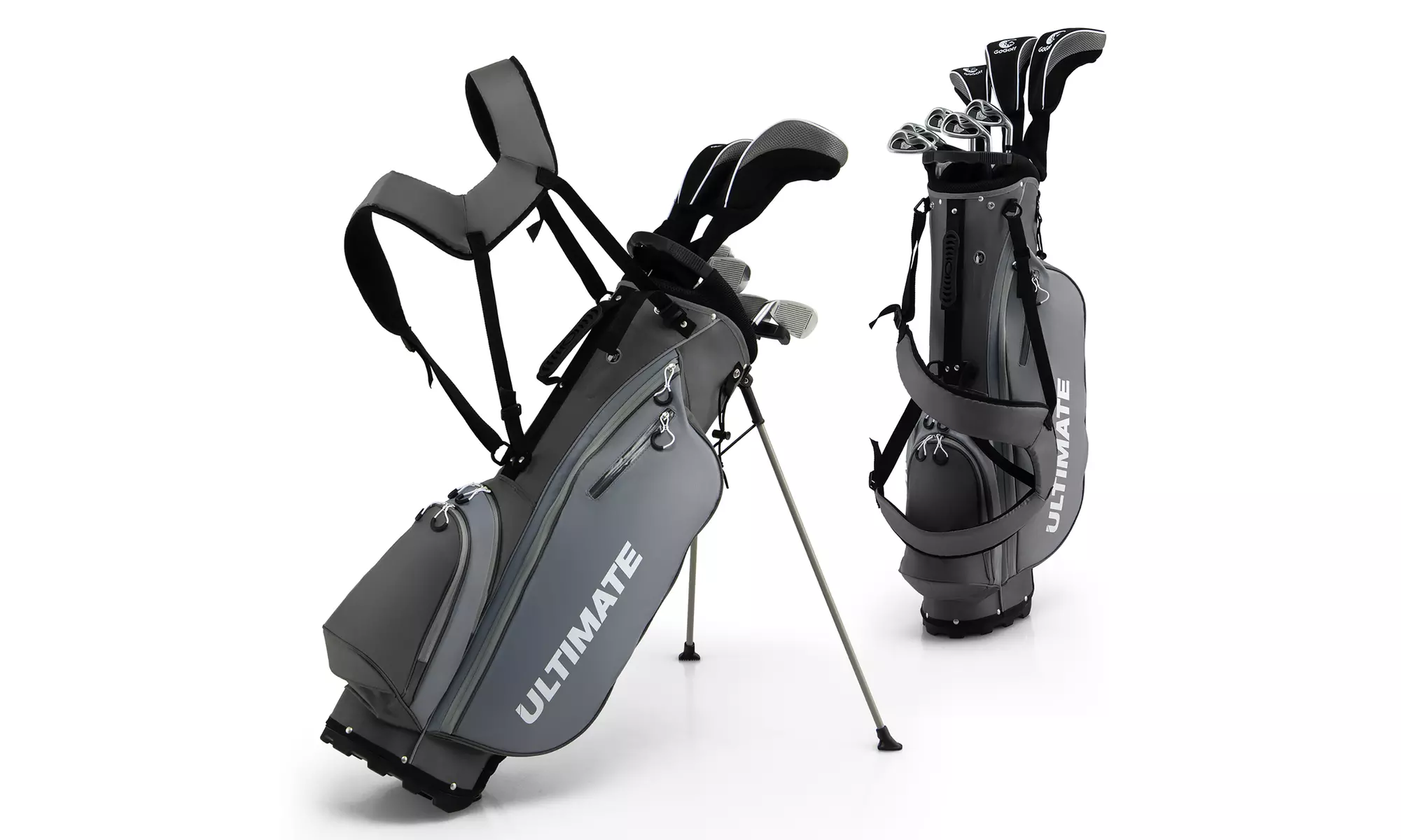 Men's Complete Golf Clubs Package Set 10 Pieces Includes Alloy Driver Grey - Primary Image