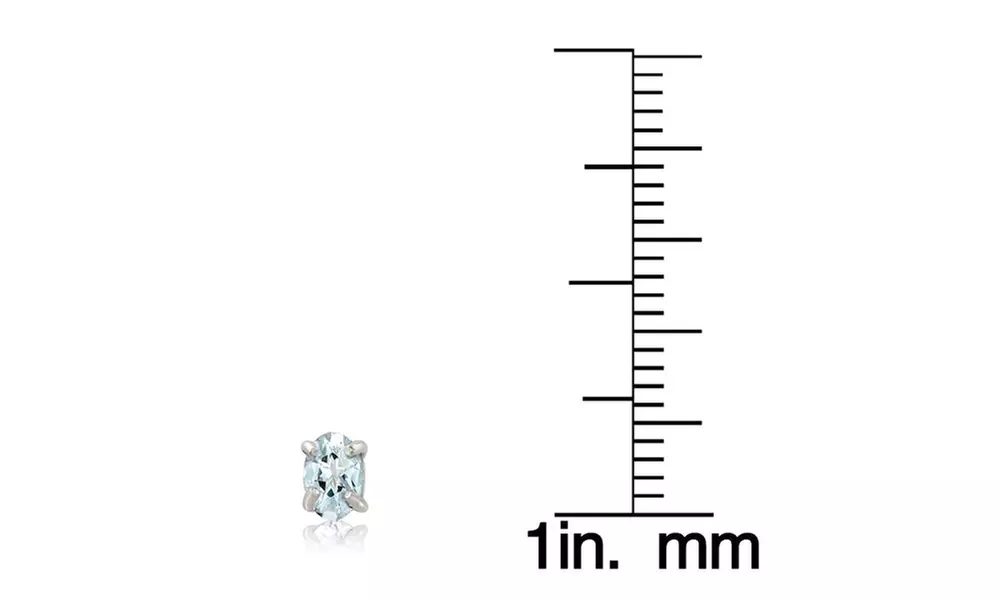 Genuine Light Aquamarine 6x4 Oval Solitaire Stud Earrings in Sterling Silver