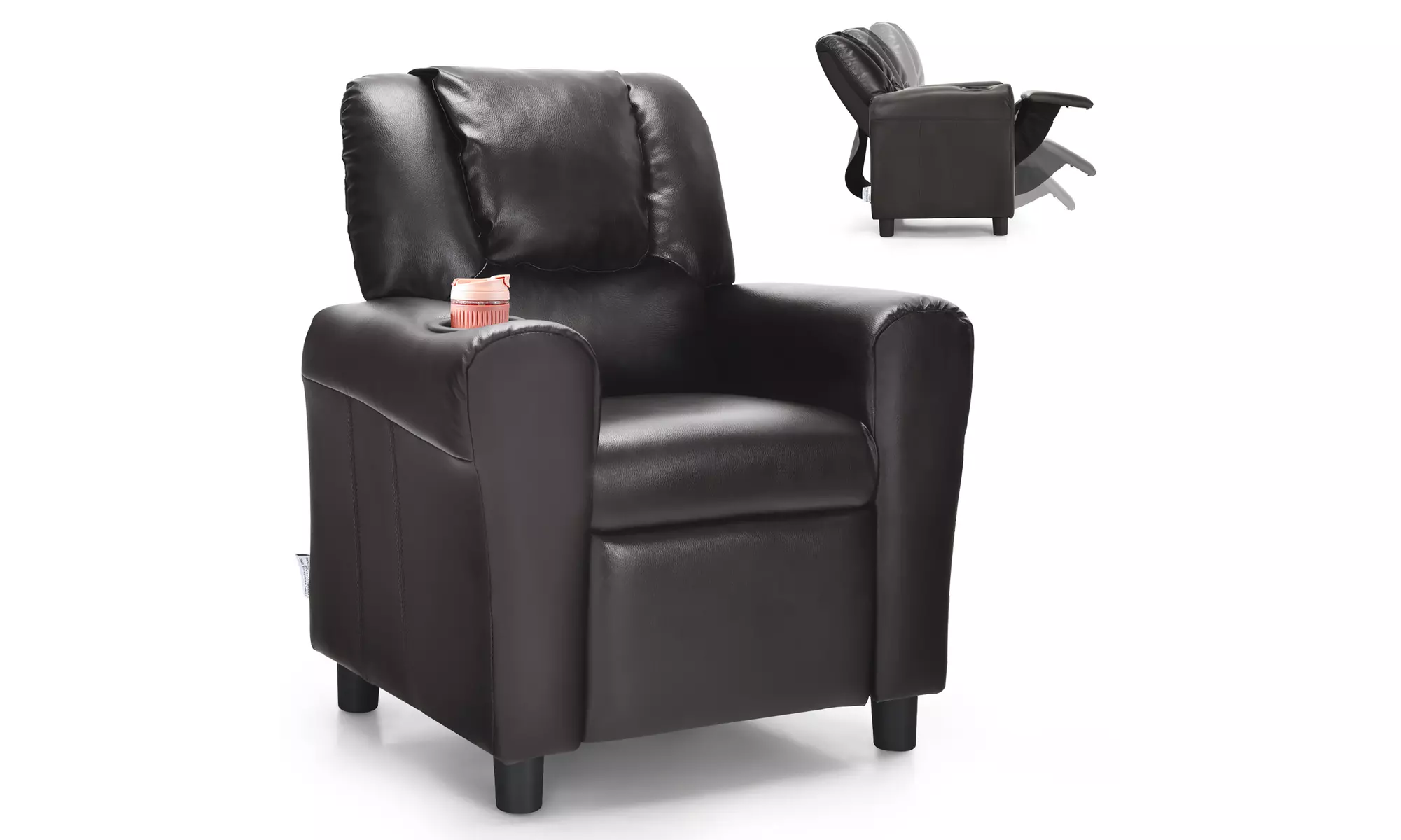 Costway Kids Recliner Chair PU Leather Armrest Sofa w/Footrest Cup Holder - Primary Image