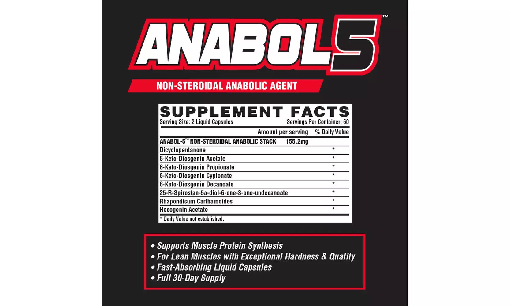 Ultra Potent New Research Anabol-5 Anabolic Muscle Builder 120 Capsules - Second Medium