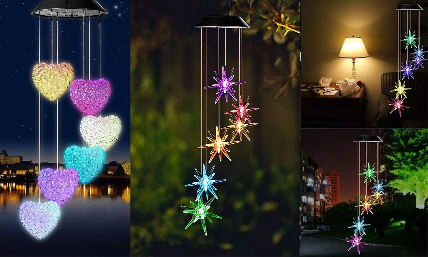 LED Color-Changing Solar Power Wind Chime Night Garden Decoration Spiral Spinner
