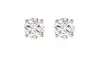Paris Jewelry 14k Rose Gold Push Back Created White Sapphire Stud Earrings 4MM