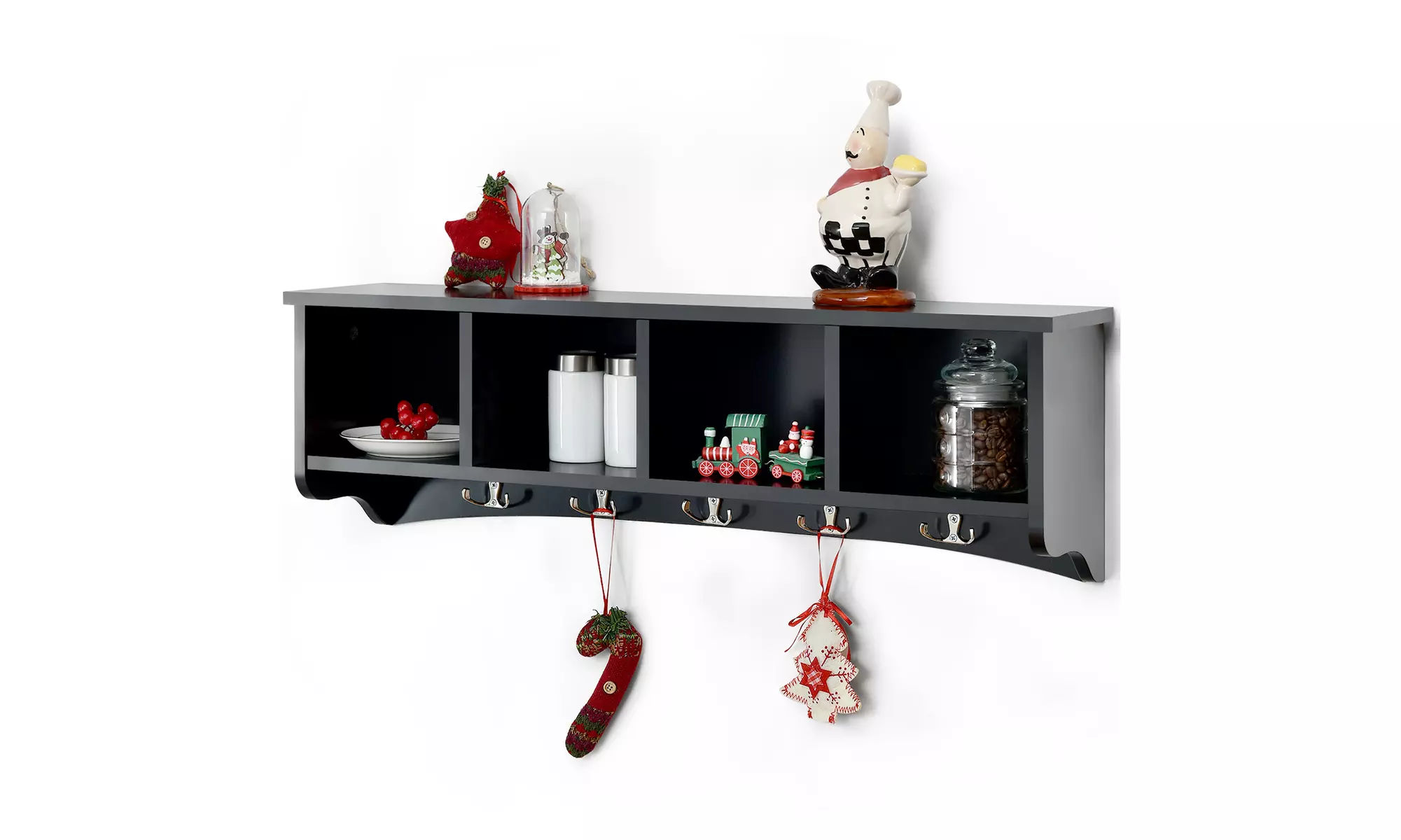 Costway Hanging Entryway Shelf Coat Rack Wall Mounted Storage Cabinets - Primary Image