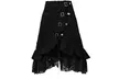 Women's Steampunk Gothic Style Black Lace Splicing Metal Button Buckle Skirt - Second Medium