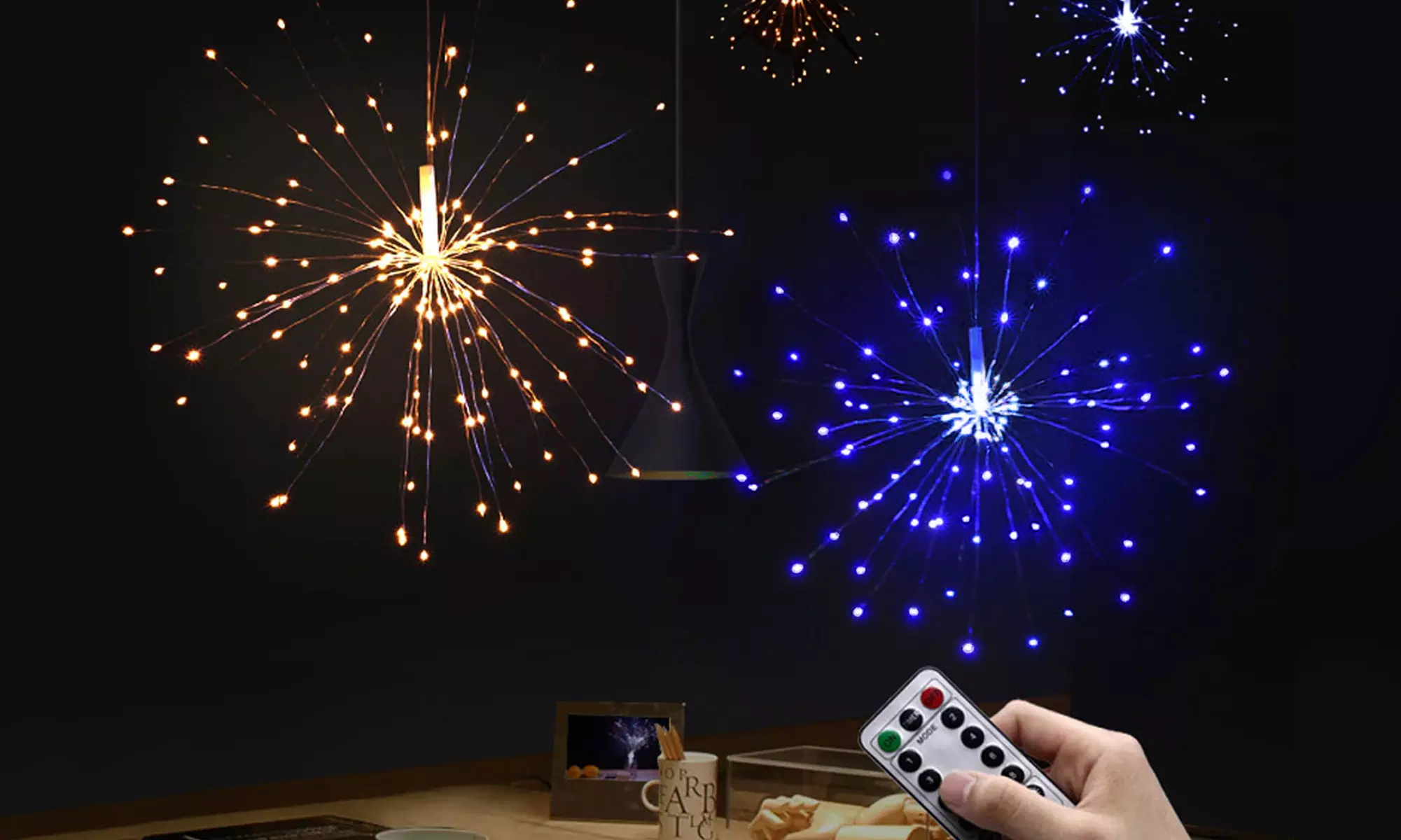 2-4 Pcs Firework Lights Led Copper Wire Starburst String Lights Christmas Decor - Primary Image