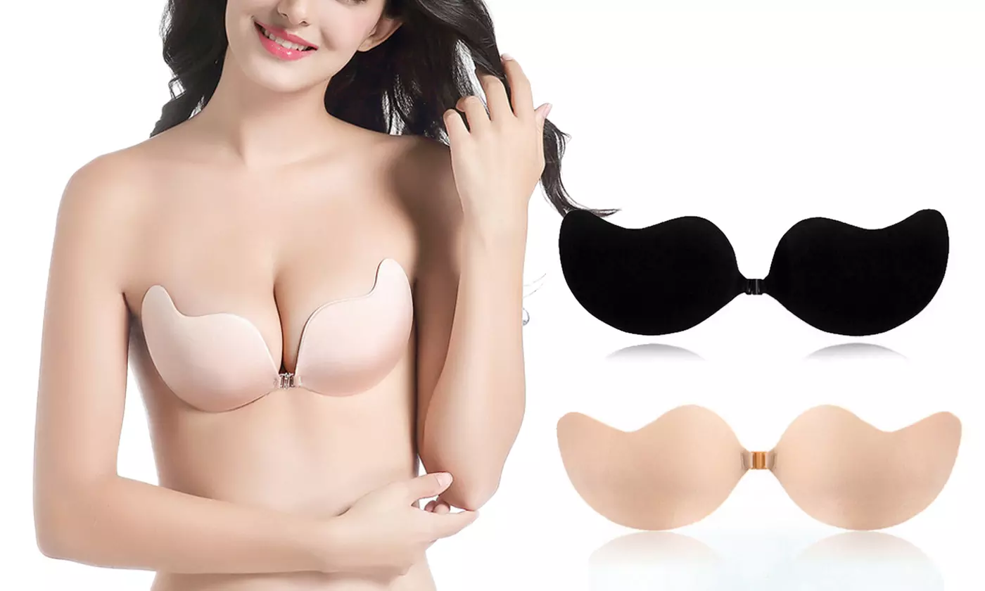 2 Pack Strapless Silicone Self Adhesive Invisible Bra Push Up Seamless Bras - Primary Image
