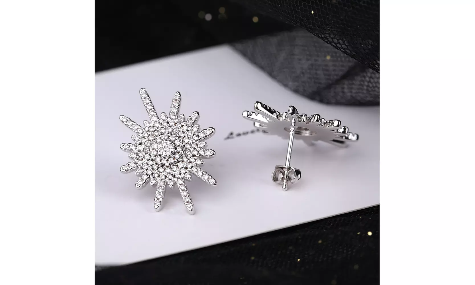 Sterling Silver Cluster Stud with Genuine Crystals