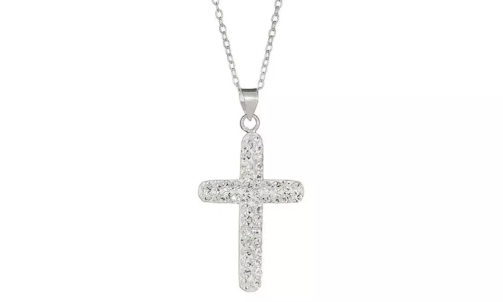 Sterling Silve Cross Necklace With Crystals From Swarovski