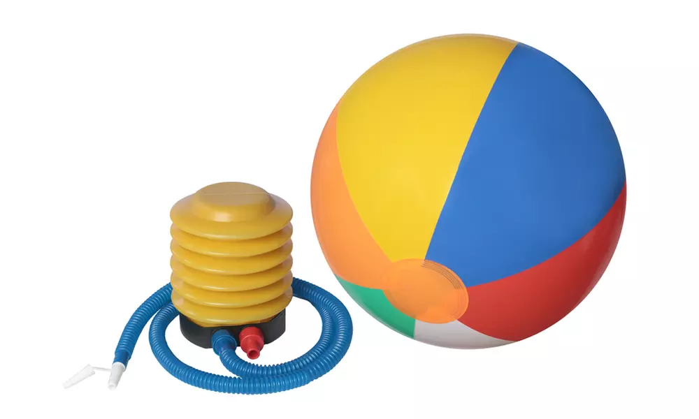 12-Pack of Inflatable Beach Balls with Air Pump Inflator with Flexible Pipe - Primary Image