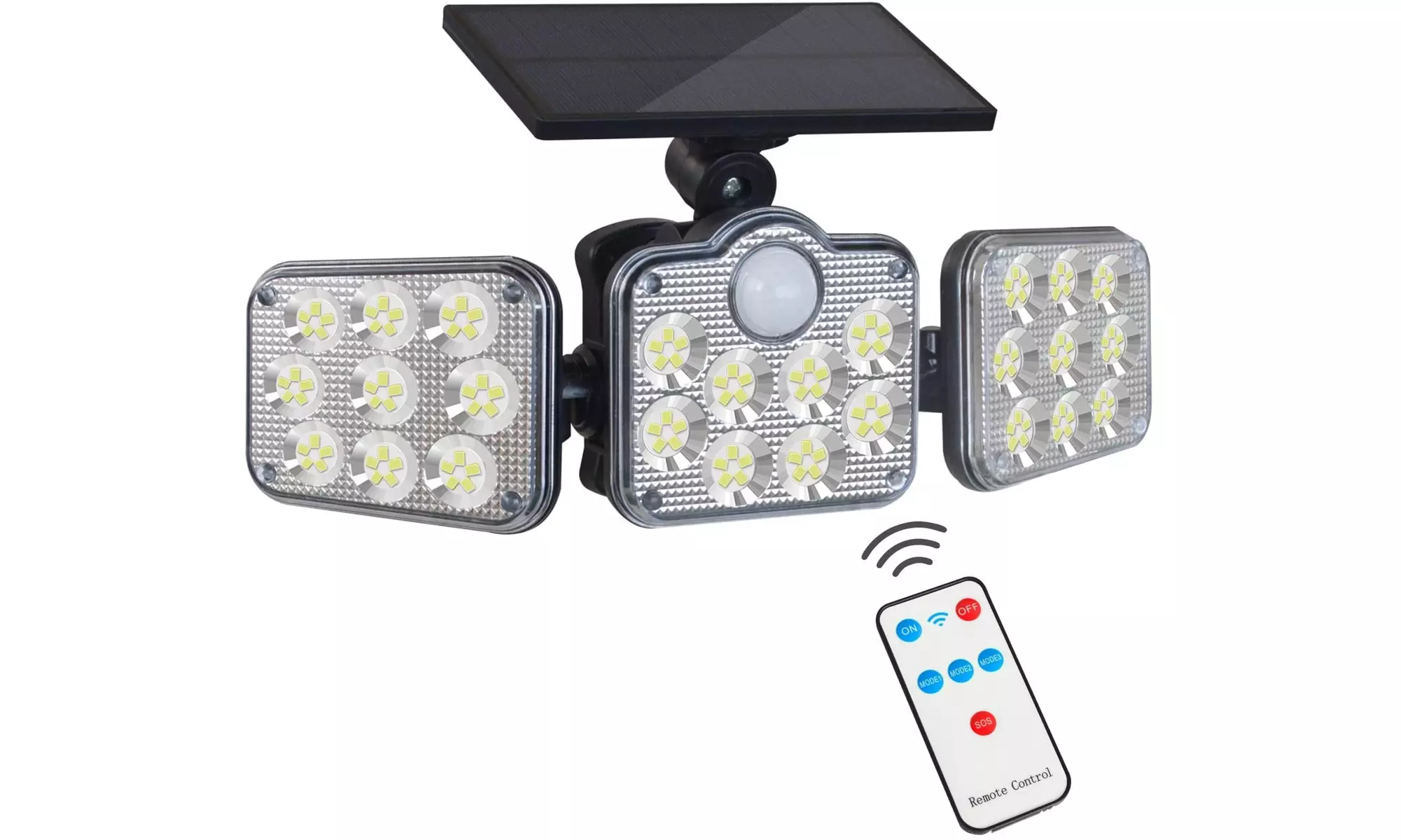 138 LED Solar Outdoor Lights Solar Security Lights 3  Head Motion Sensor Light - Primary Image