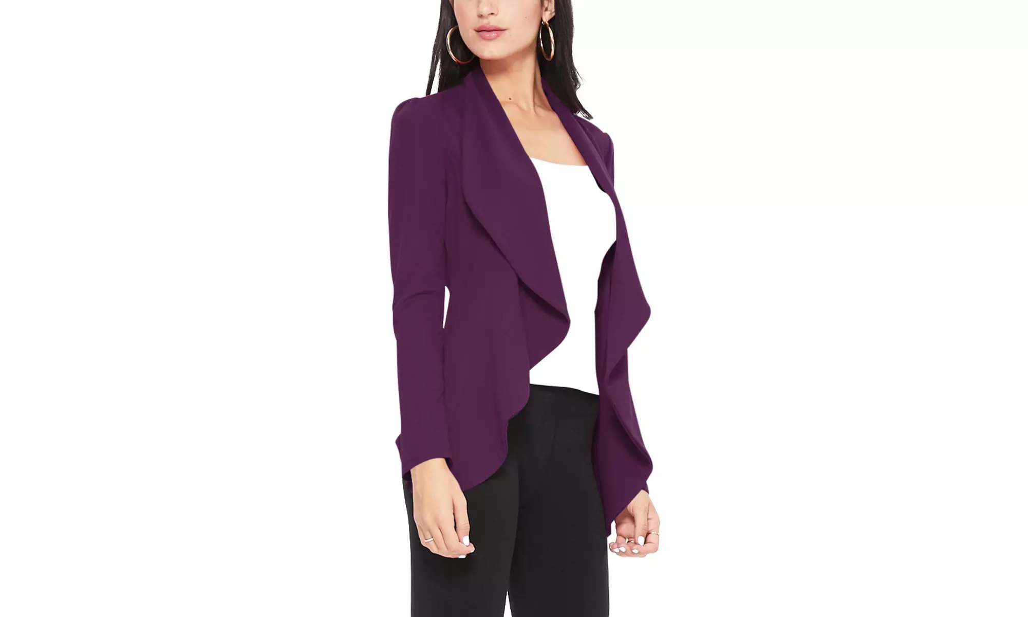 Casual Long Sleeves Open Front Office Wear Solid Blazer Jacket S-3XL