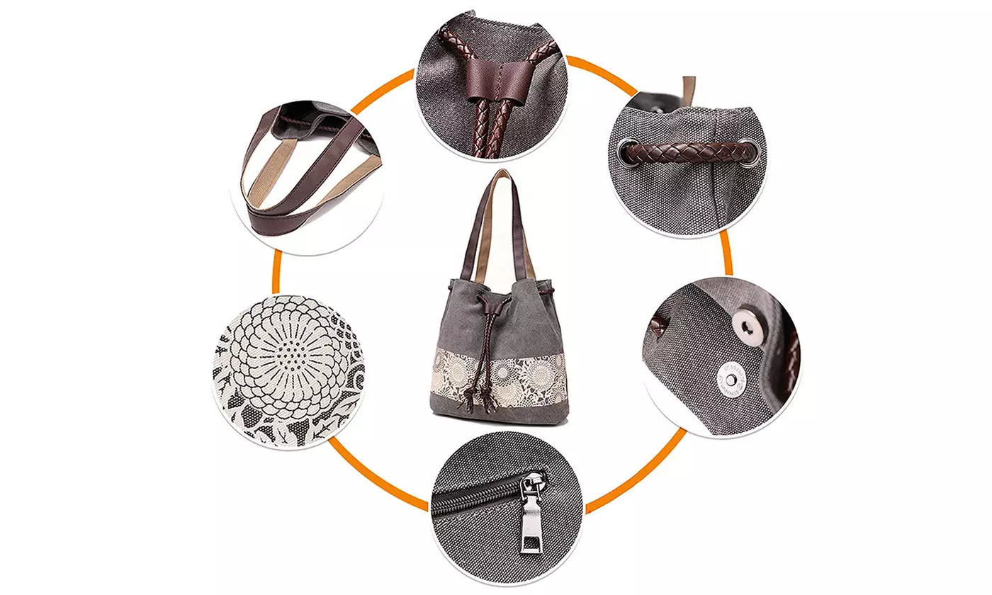 Women Retro Canvas Handbag Large Messenger Casual Travel Purse Tote Shoulder Bag