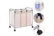 Laundry Cart Basket Triple Bag Sorter Bathroom Hamper Bins Clothes Storage - Second Medium