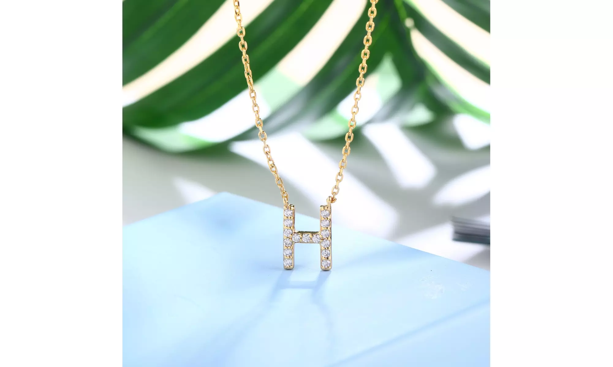 18K Gold Plated cz Initial Necklace