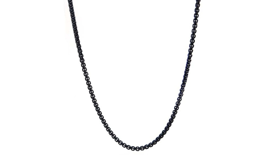 Black Rhodium Plated Unisex Round Box  Chains