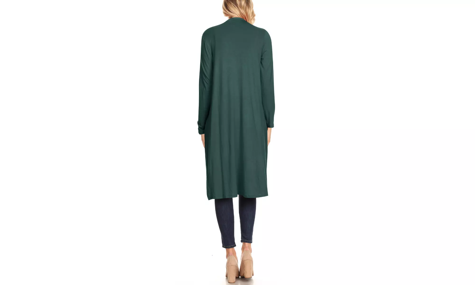 Women's Casual Open Front Side Pockets Solid  Long Cardigan