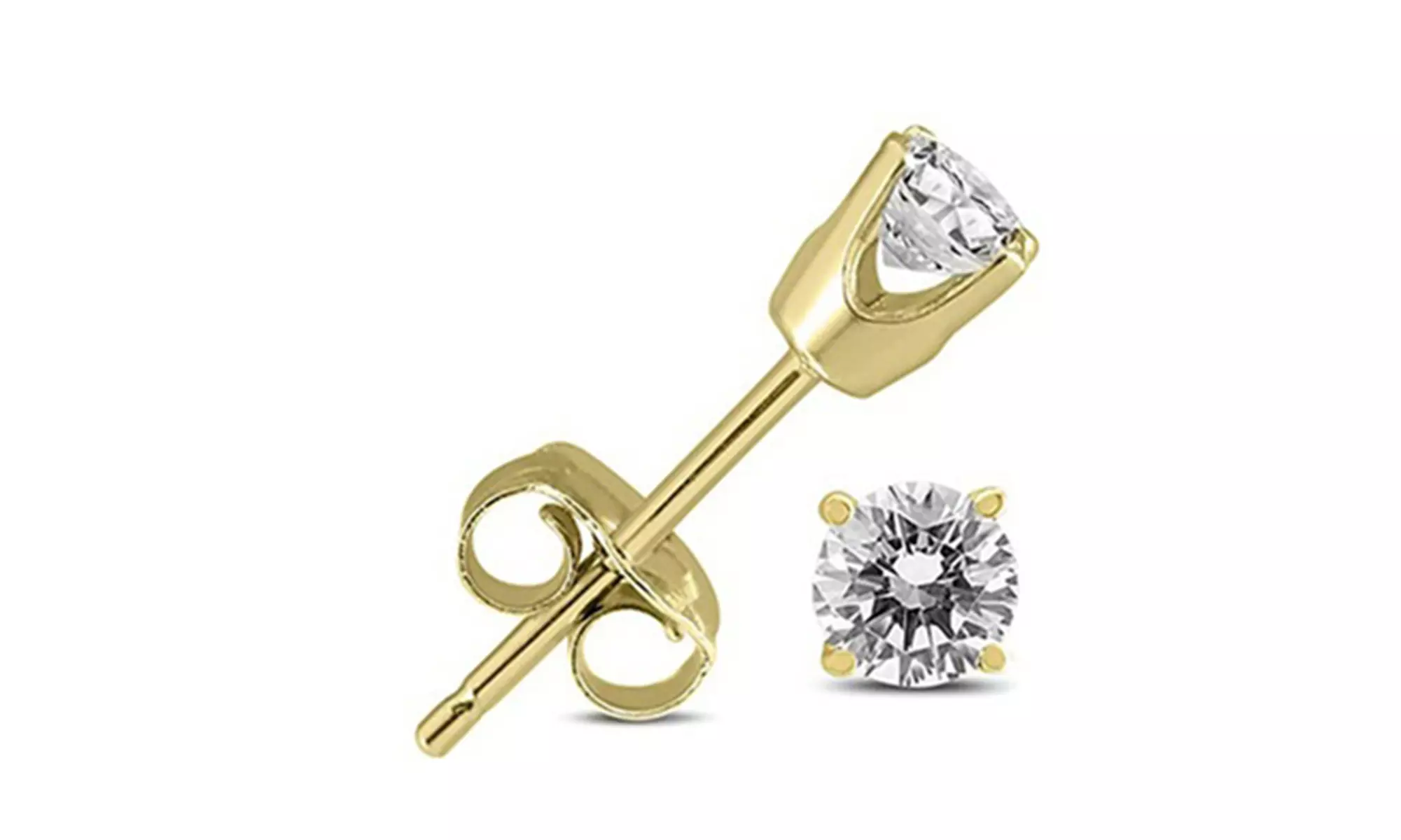  14k yellow Gold Round 1/4 Carat Diamond Stud Earrings - Primary Image