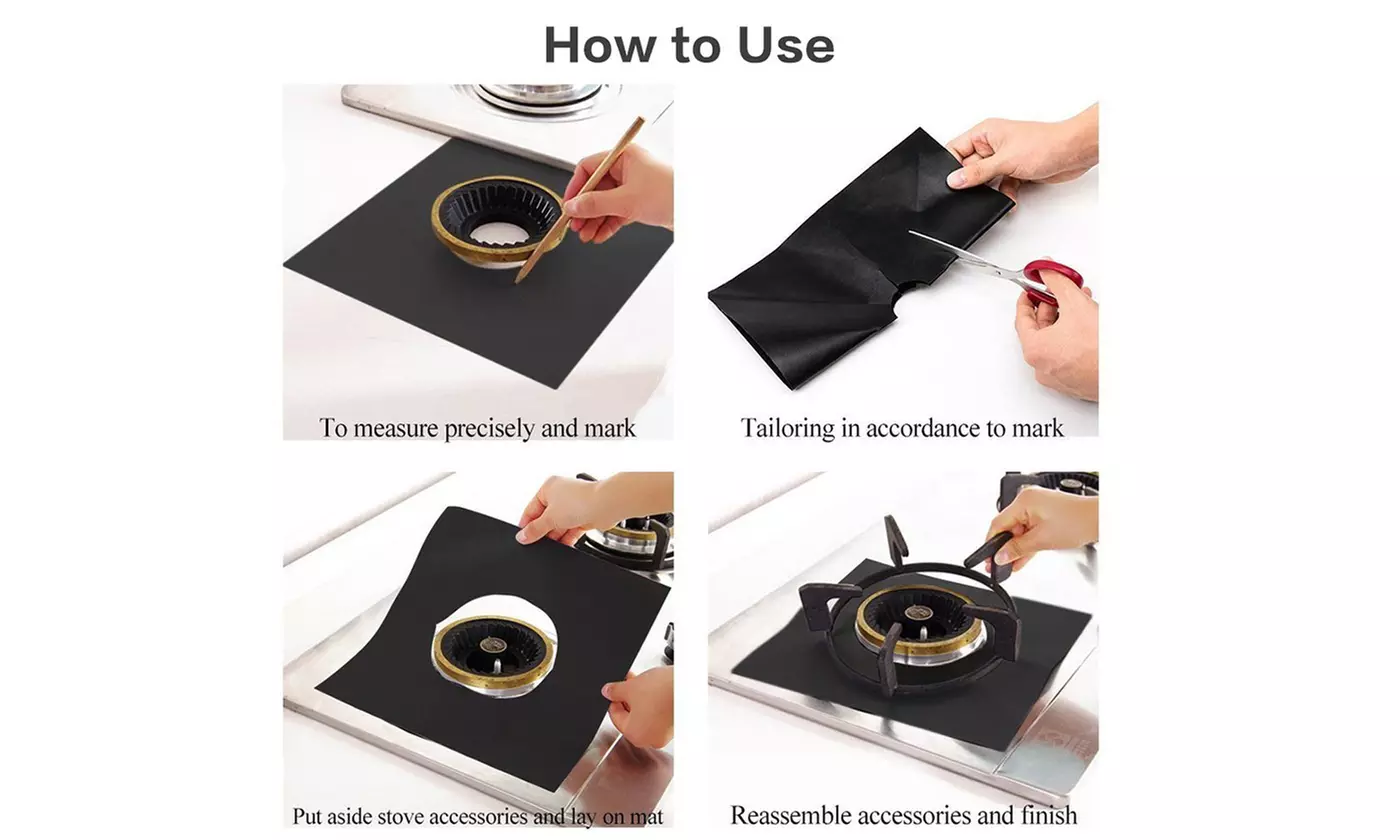 Gas Range Stove Top Burner Protector Reusable Liner Clean Non-stick Cover