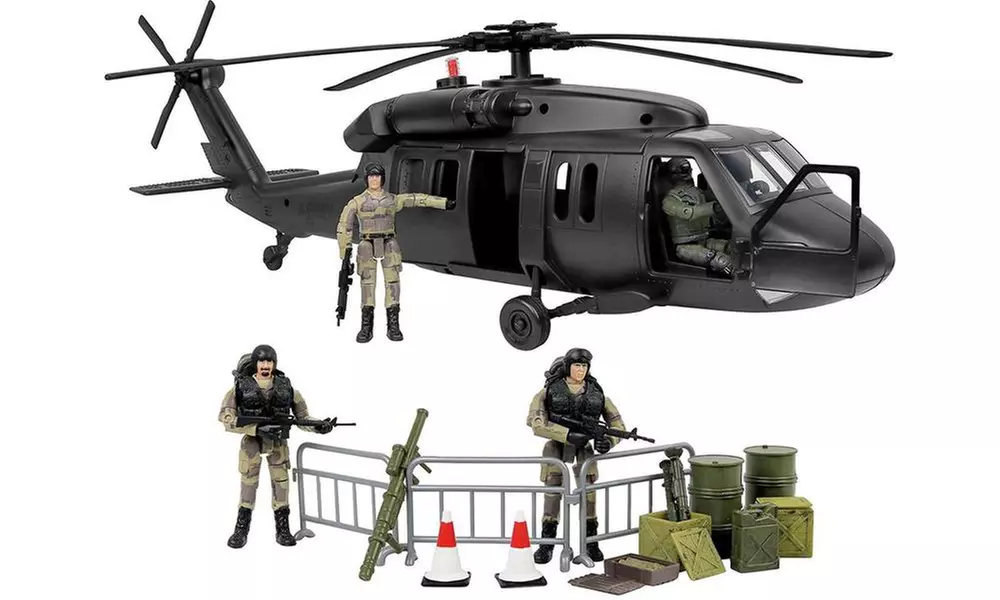 Click N' Play Military Black Hawk Combat Helicopter 30 Pc Play Set W Accessories - Primary Image