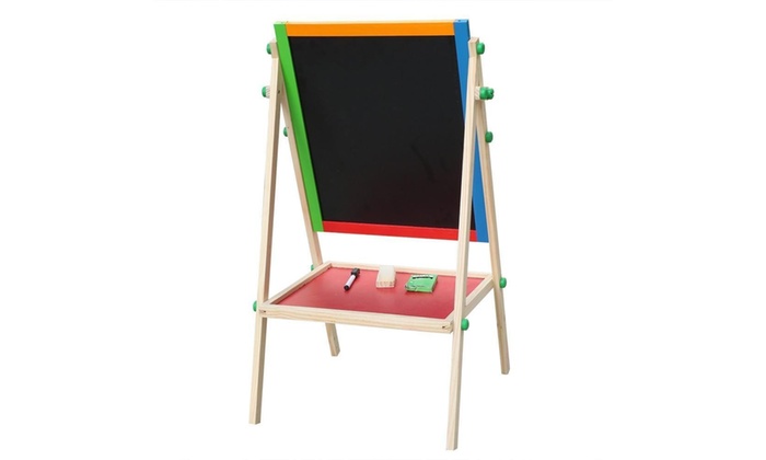 2 In 1 Children Wooden Black/ White board Easel Stand Learning Board ...