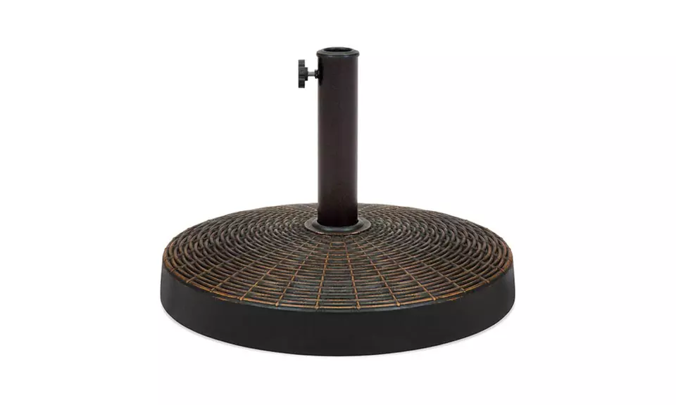 Round 55lb Wicker Style Resin Patio Umbrella Base Stand - Primary Image