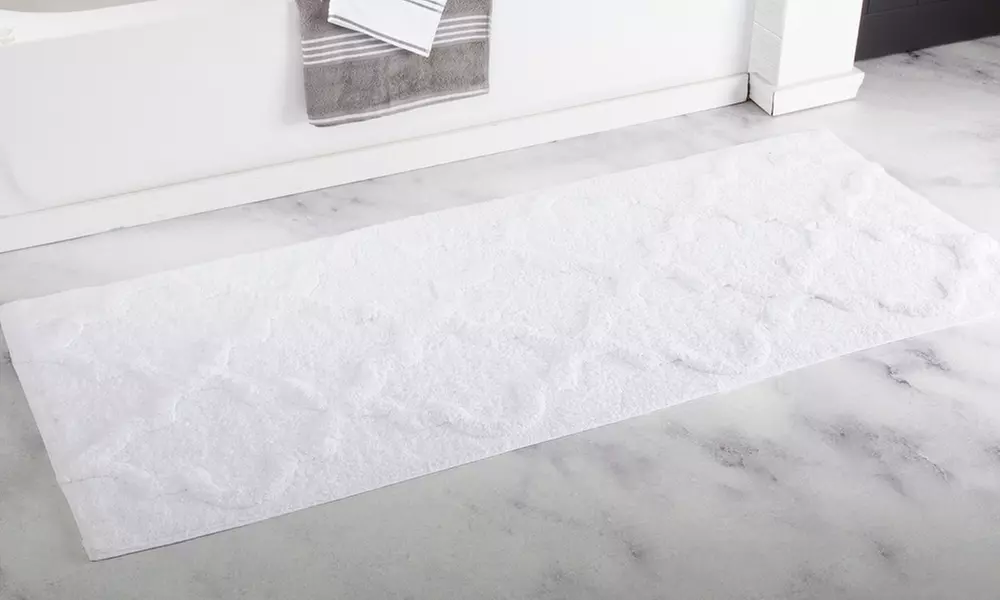 Oversized Lavish Home 100% Cotton Trellis Bathroom Mat (24" by 60")