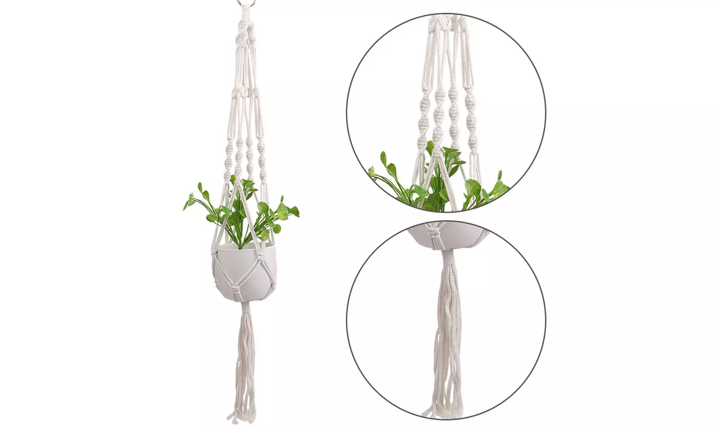 Macrame Plant Hanger Vintage Rope Basket Outdoor Pot Holder Flower Garden