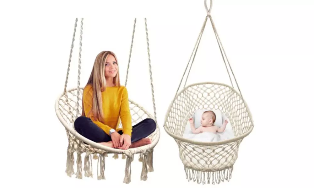 Sorbus Baby Crib Cradle, Hanging Bassinet and Rope Chair - Primary Image