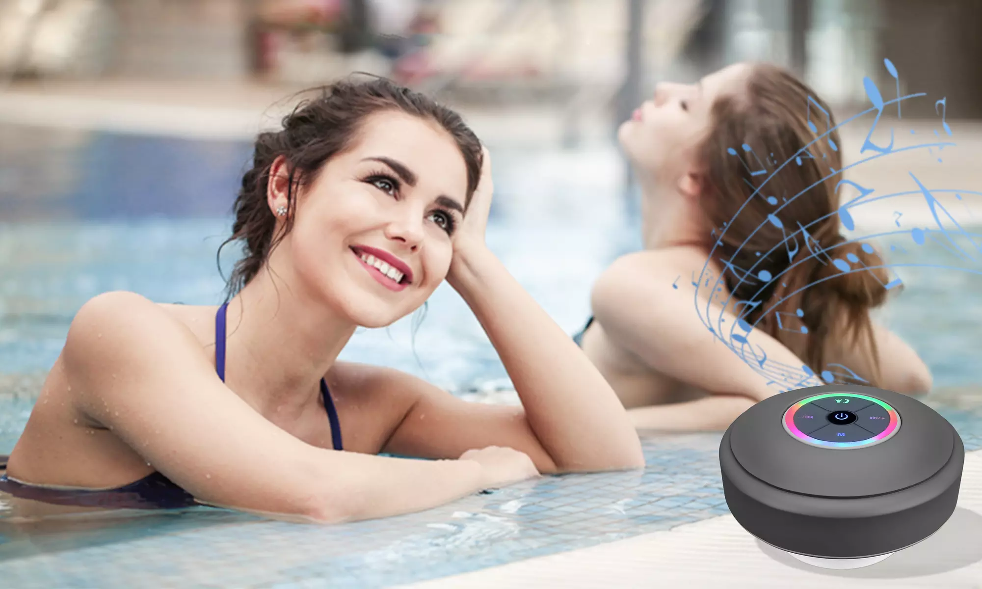 Waterproof 5.0 Bluetooth Shower Speaker Built-in Mic Speakerphone with LED Light - Primary Image