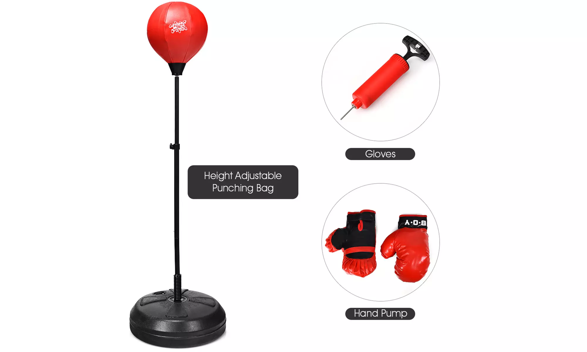 Costway Boxing Punching Bag w/Height Adjustable Stand Boxing Gloves