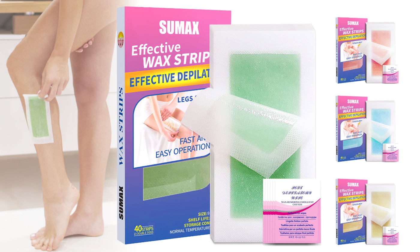 20 Sheets Double Sides Body Wax Strips Hair Removal with 6 Calming Oil Wipes