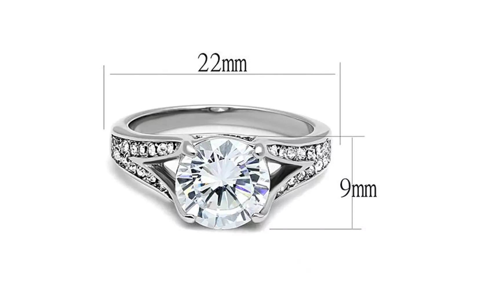 Women's 3.17 Ct Round Cut Zirconia Stainless Steel Engagement Ring