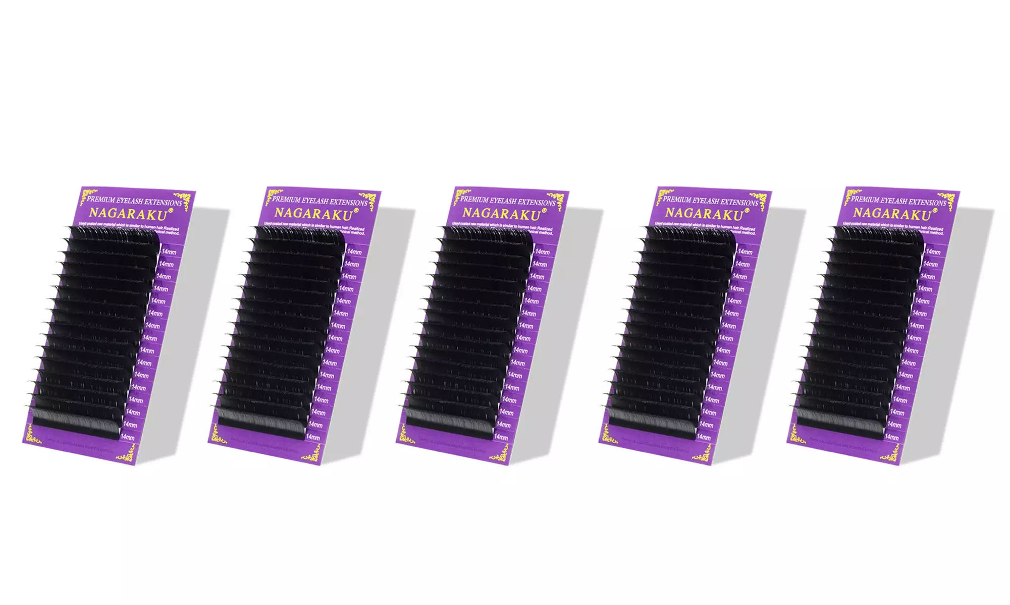 Mink False Eyelash Trays Eyelash Extensions, 9mm, 10mm, 12mm, 13mm, 14mm, 5-Tray - Primary Image
