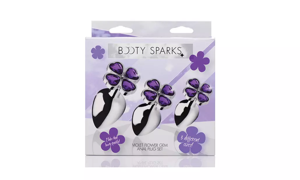 Violet Flower Gem Anal Plug Set - Second Medium
