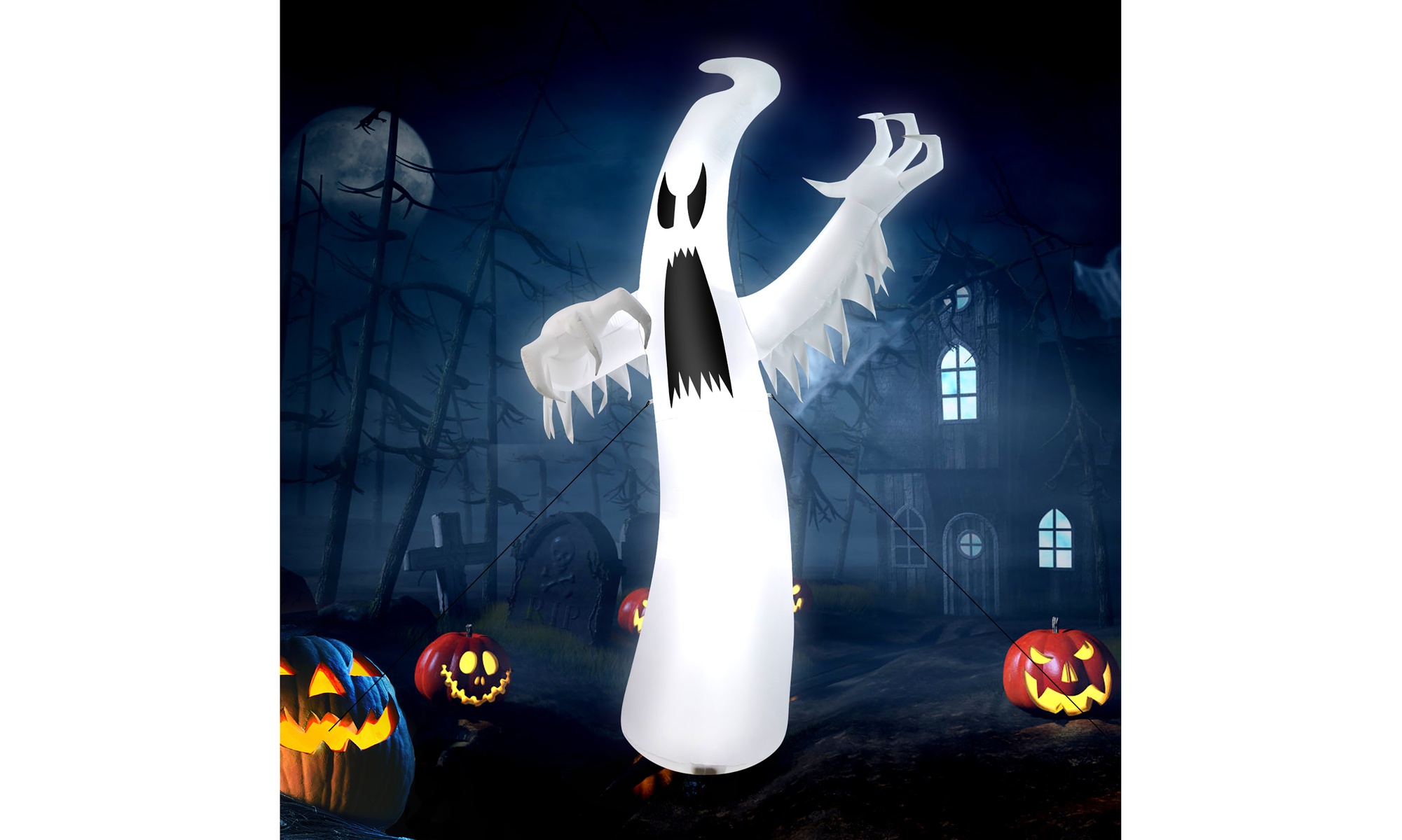 12ft Halloween Inflatable Ghost Quick Blow up LED Lights Outdoor Yard Scary