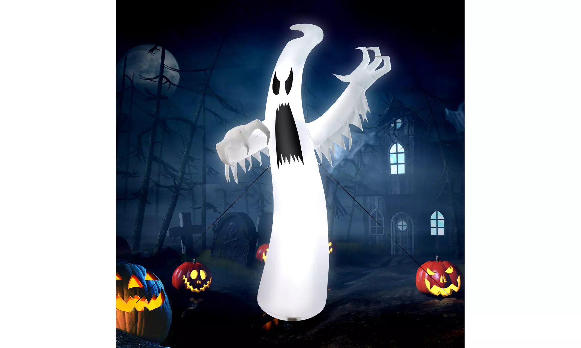 12ft Halloween Inflatable Ghost Quick Blow up LED Lights Outdoor Yard Scary