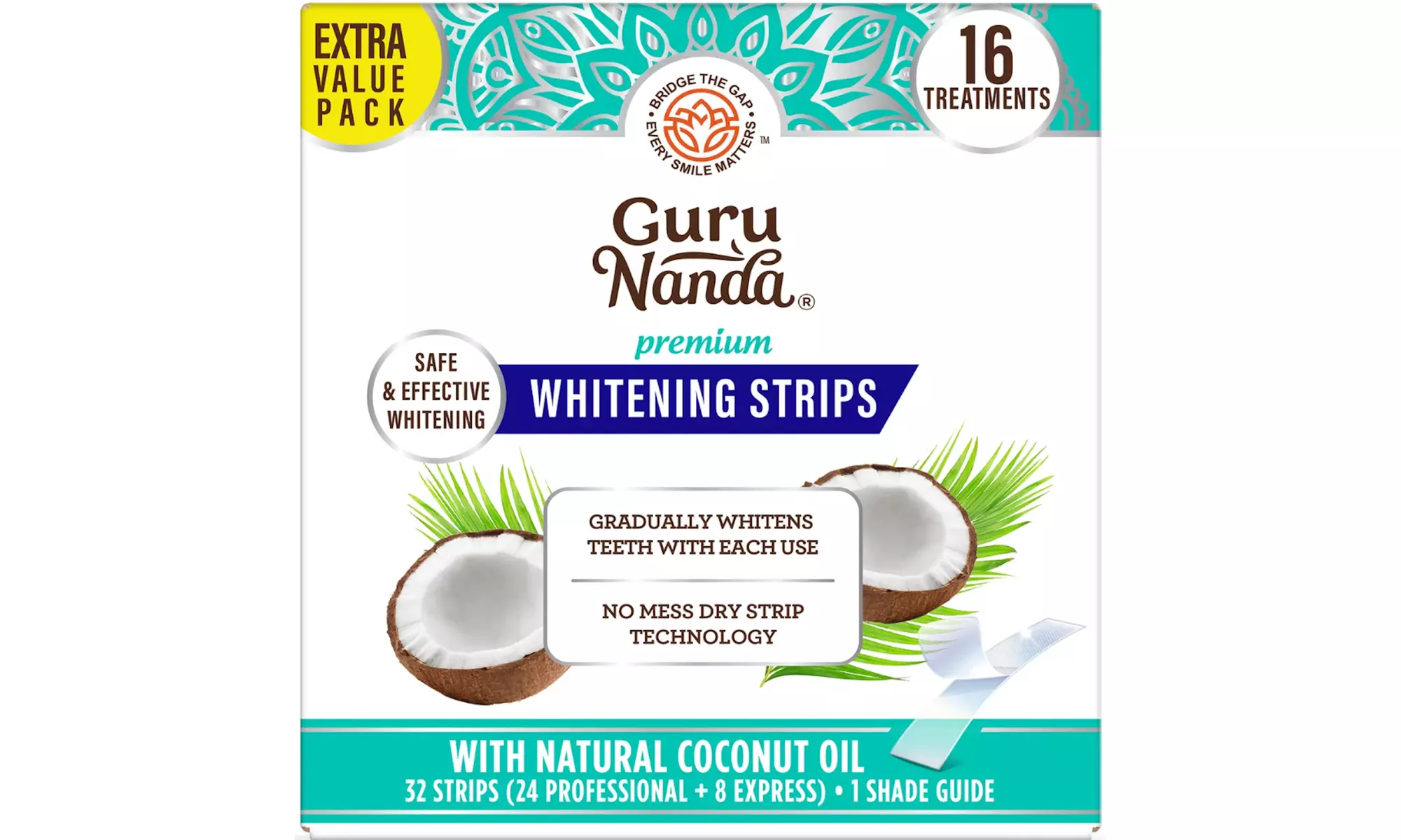 GuruNanda Teeth Whitening Strips - 7-Day or 16-Day Value Packs