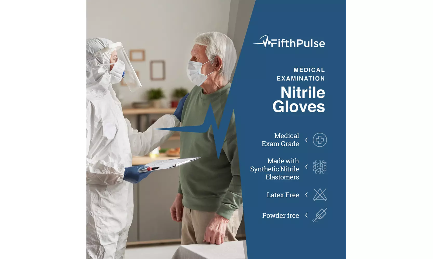 Fifth Pulse Nitrile Exam Latex Free & Powder Free Gloves - Box of 100