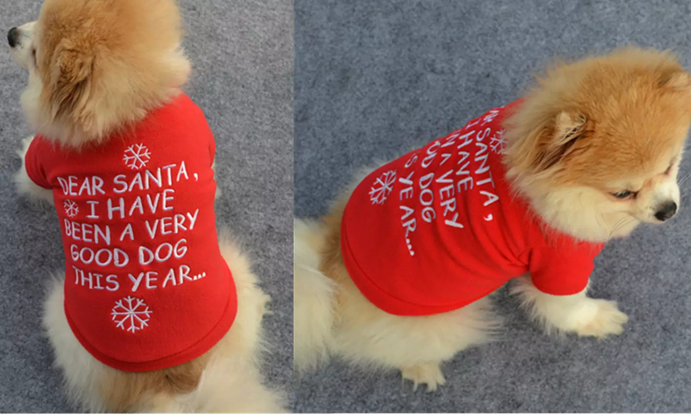 Christmas Dear Santa Puppy Costume Dogs Hoodie Winter Warm Sweater Jacket Coat - Primary Image