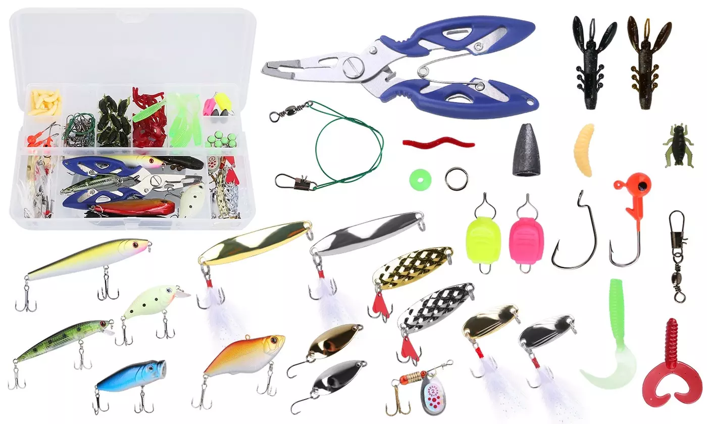 LakeForest Fishing Lures Kit Soft & Hard Bait Crankbaits Set Tackle Box (101pcs) - Primary Image