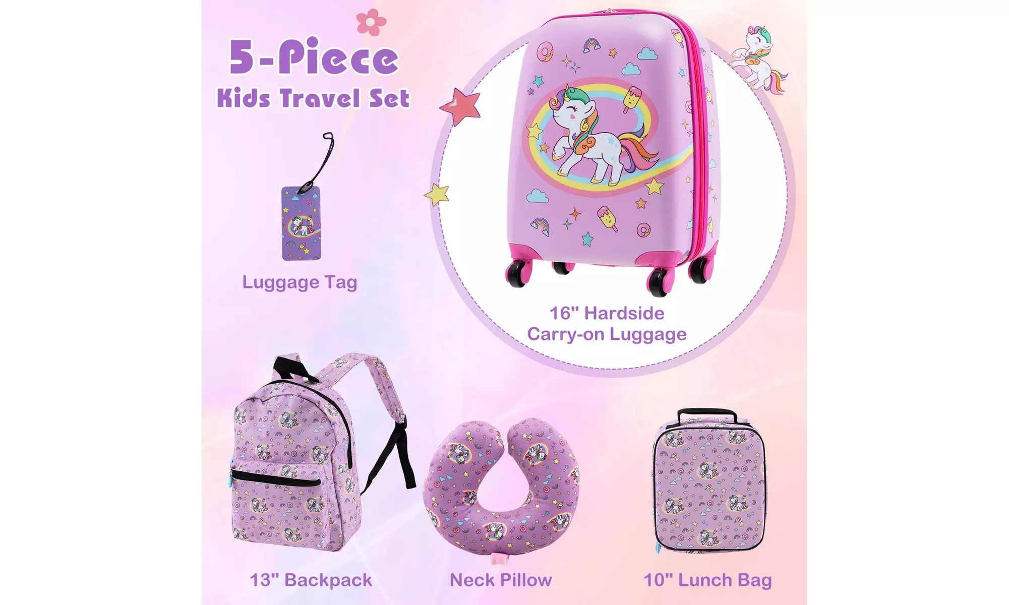 Costway Five-Piece Costway Kids Luggage Set 