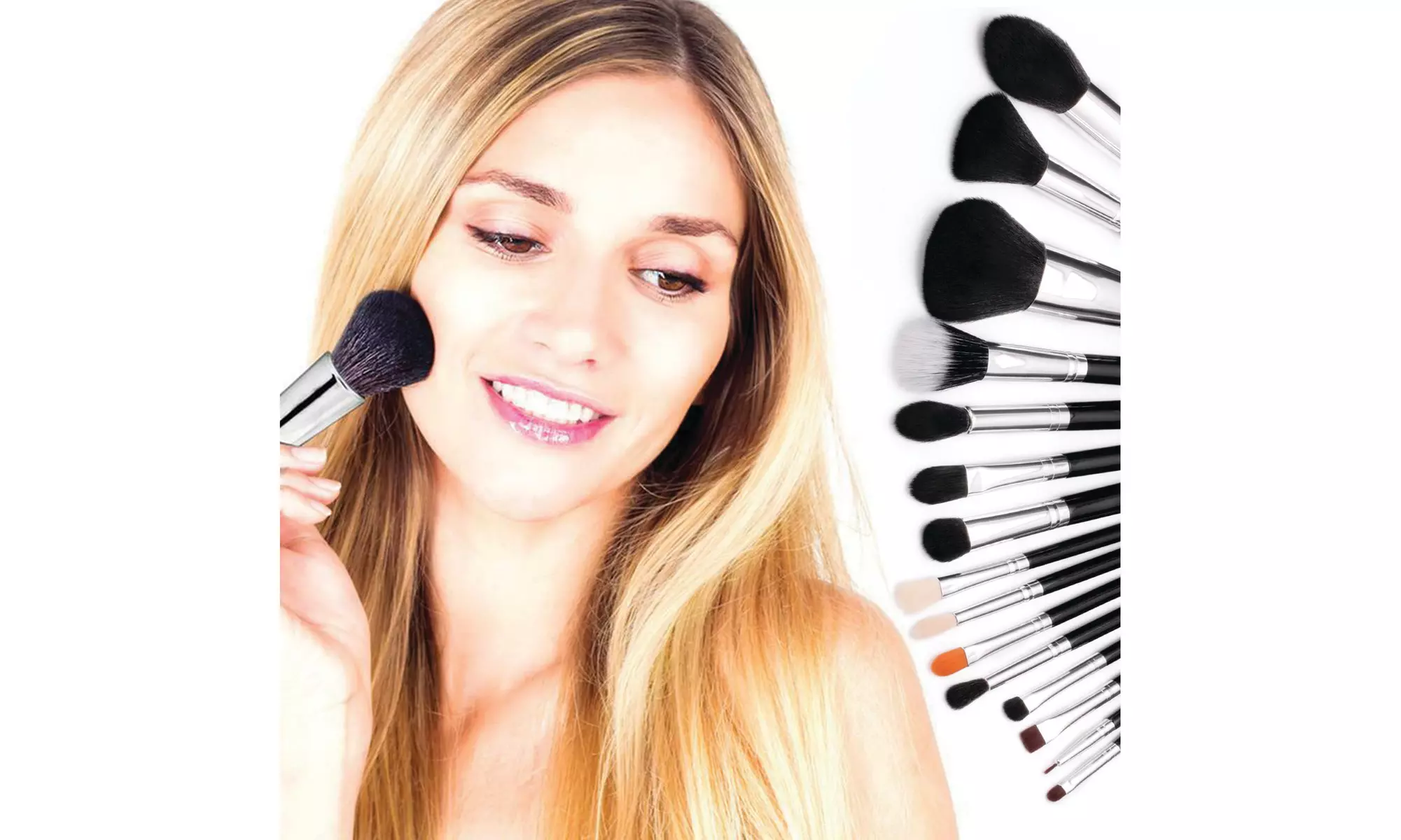 Elite Alayna Black and Silver Makeup Brushes Set - 15 Piece - Primary Image