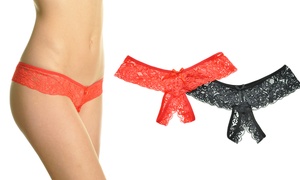 Lace Crotchless Thong or Cheeky Panties (2-Pack or 6-Pack)